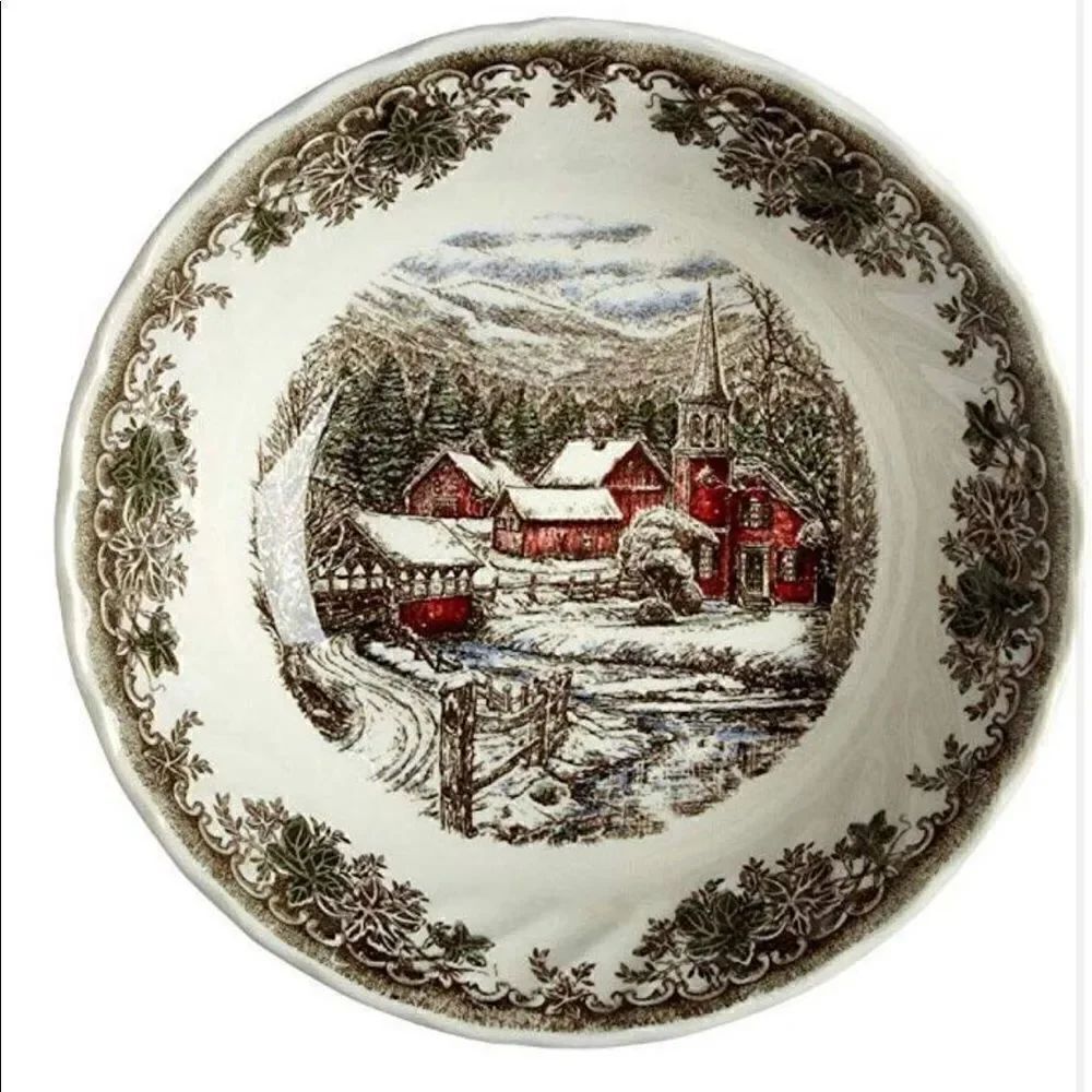Queen's Country Village Christmas Winter Bowls 6”
